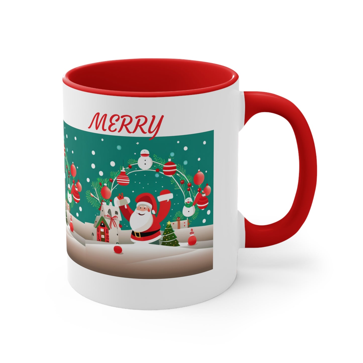 Merry Christmas Mug Accent Coffee Mug, Red and Green Mug for Christmas Decor 11oz