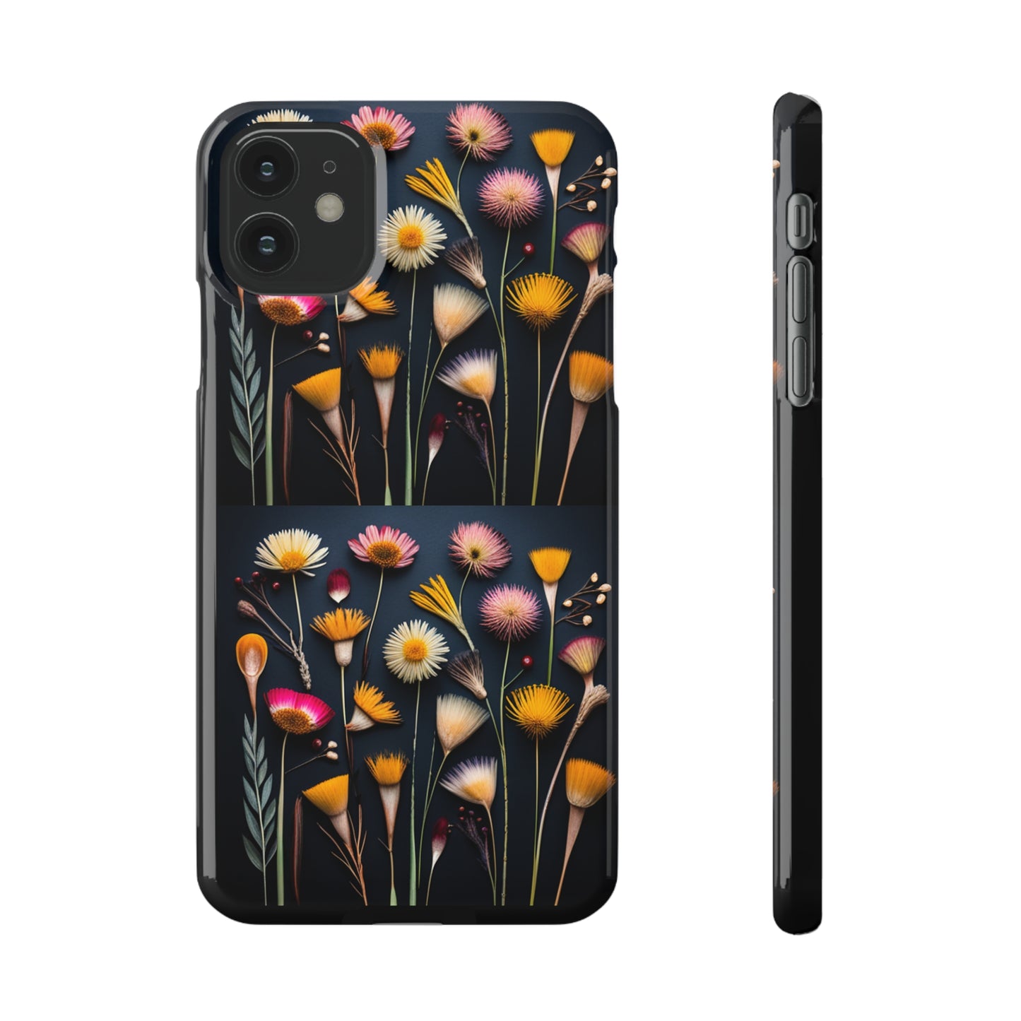Pressed Flowers Slim Cases Elegant Pressed Flowers Phone Cases iPhone 13,12,11 Samsung Cases