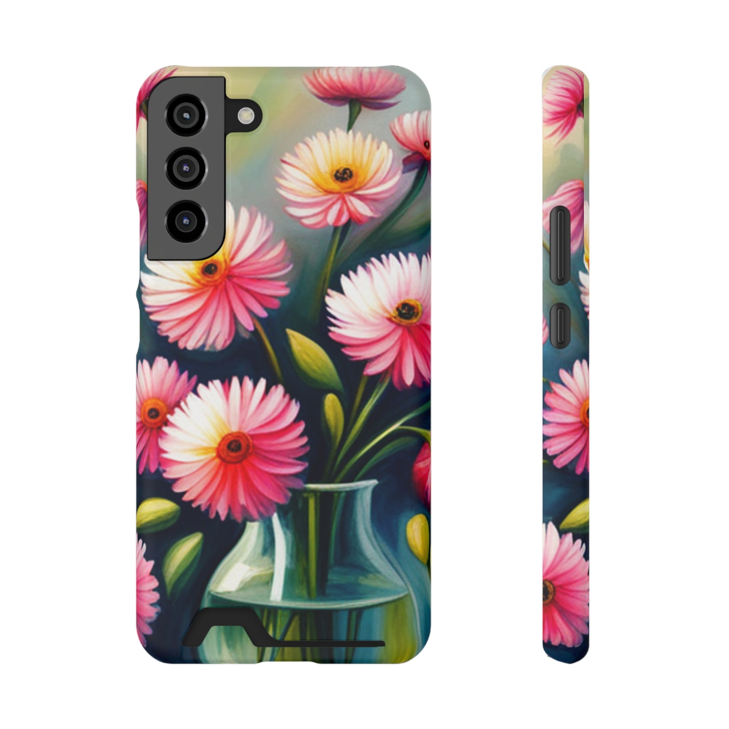 Floral Phone Case With Card Holder iPhone 13 Pro Max, 12, 11 Phone Case Samsung Galaxy Phone Case