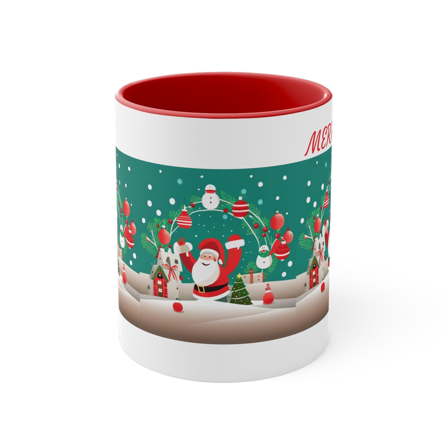 Merry Christmas Mug Accent Coffee Mug, Red and Green Mug for Christmas Decor 11oz