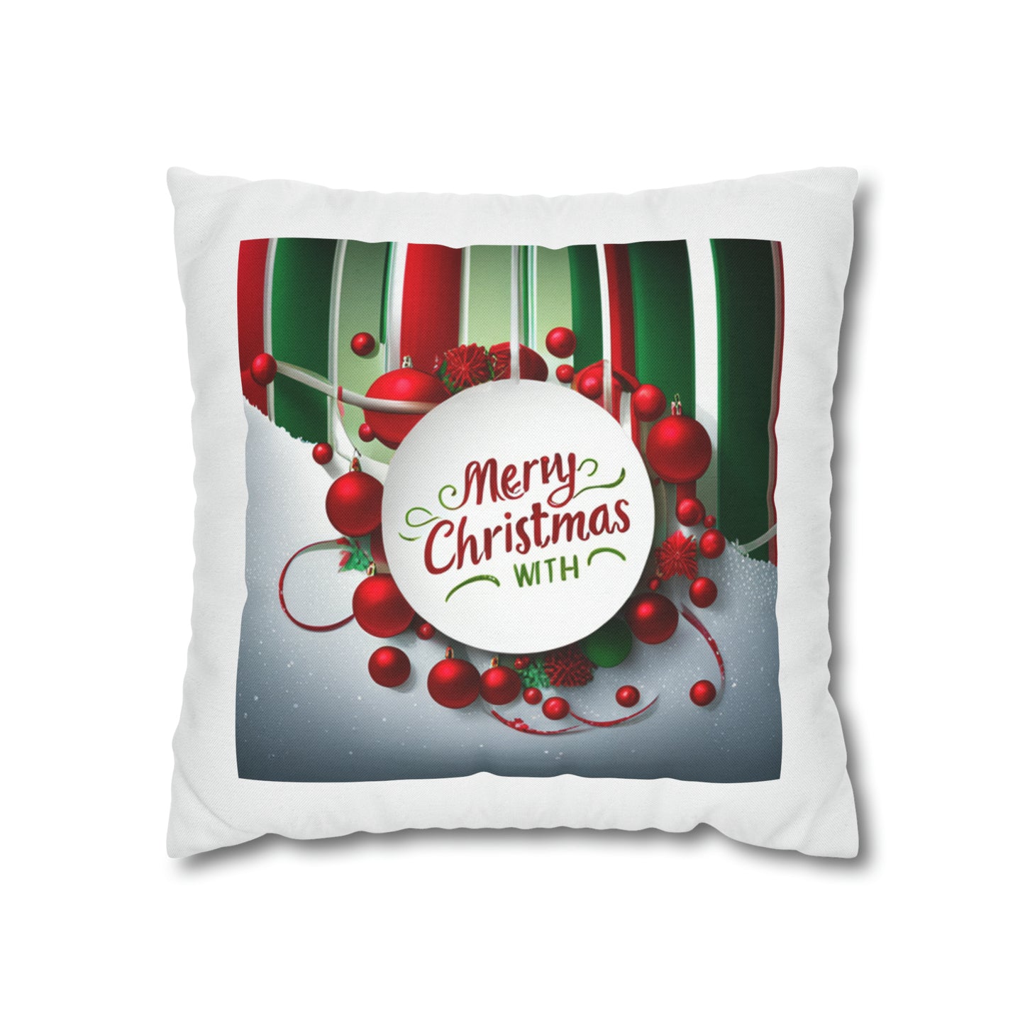 Merry Christmas Pillow Case Spun Polyester Square Pillow Case Holiday Season Pillow Case