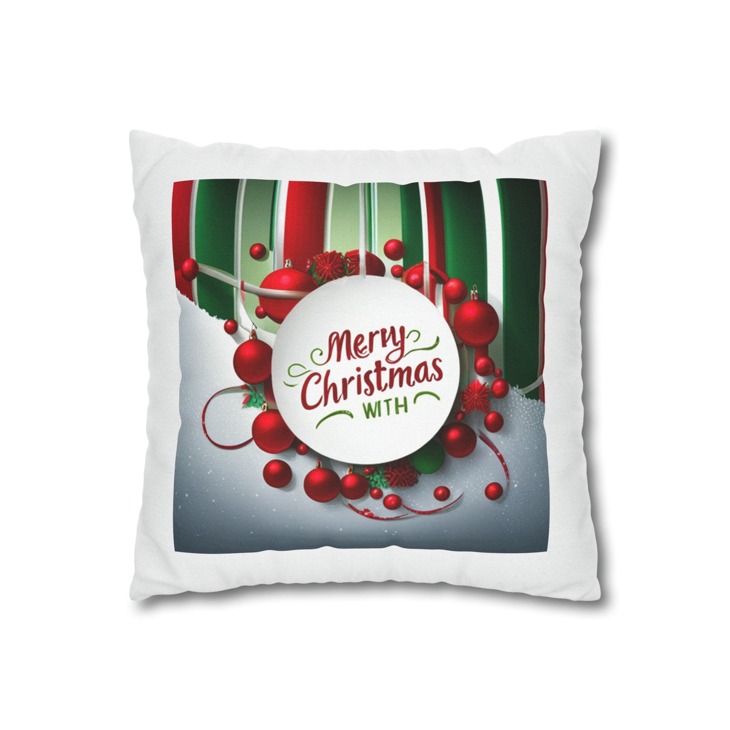 Merry Christmas Pillow Case Spun Polyester Square Pillow Case Holiday Season Pillow Case