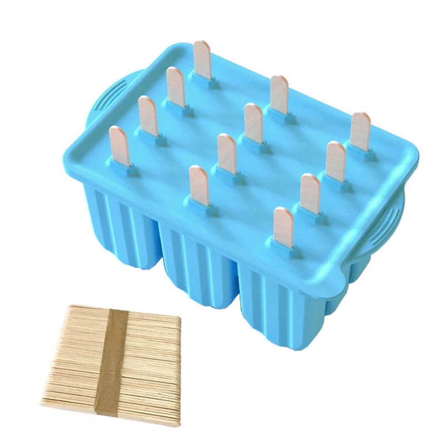 Deep Popsicles Molds 12 Pieces Silicone Popsicle Maker Molds Food Ice Molds with Ice Cream 50 Popsicle Sticks Moulds