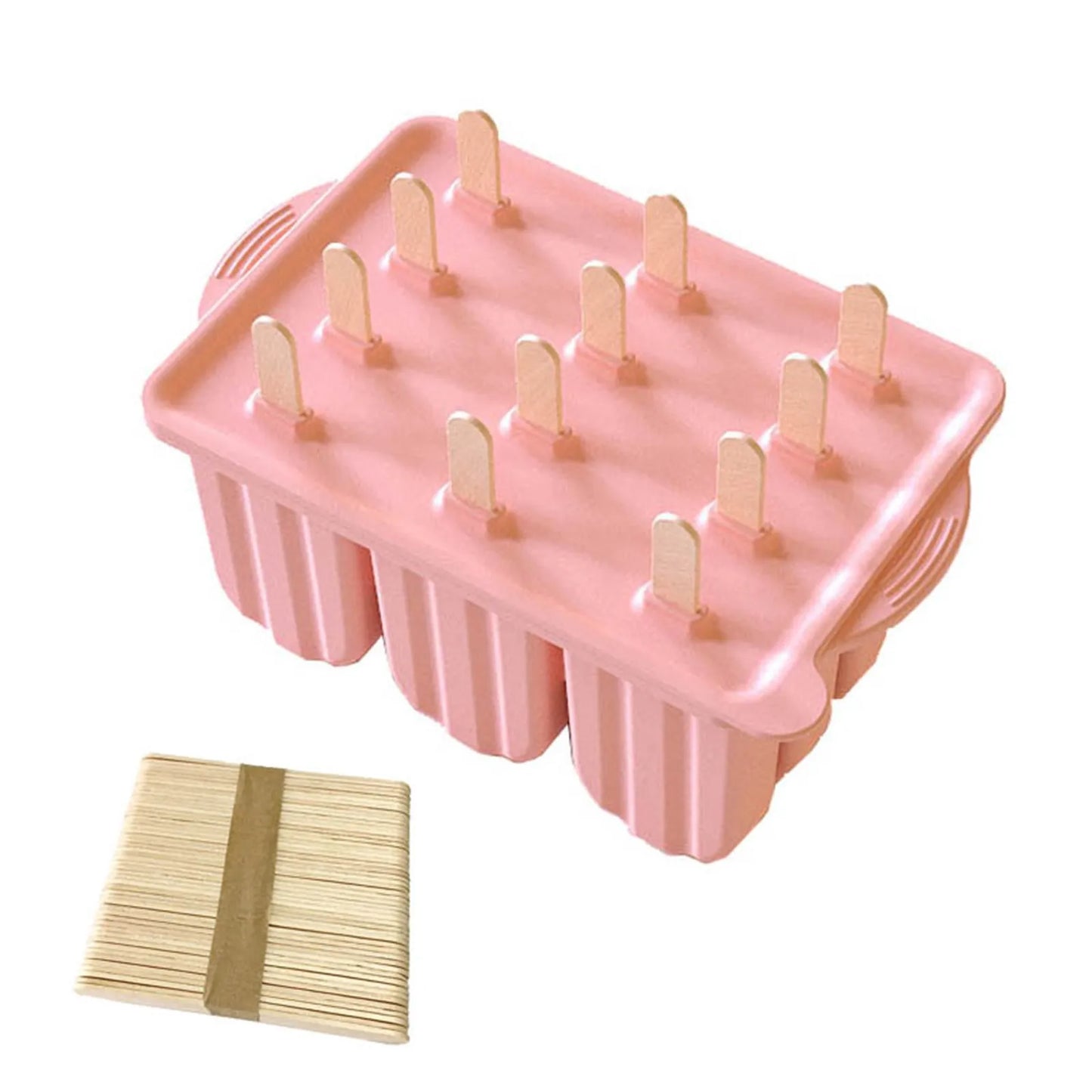 Deep Popsicles Molds 12 Pieces Silicone Popsicle Maker Molds Food Ice Molds with Ice Cream 50 Popsicle Sticks Moulds