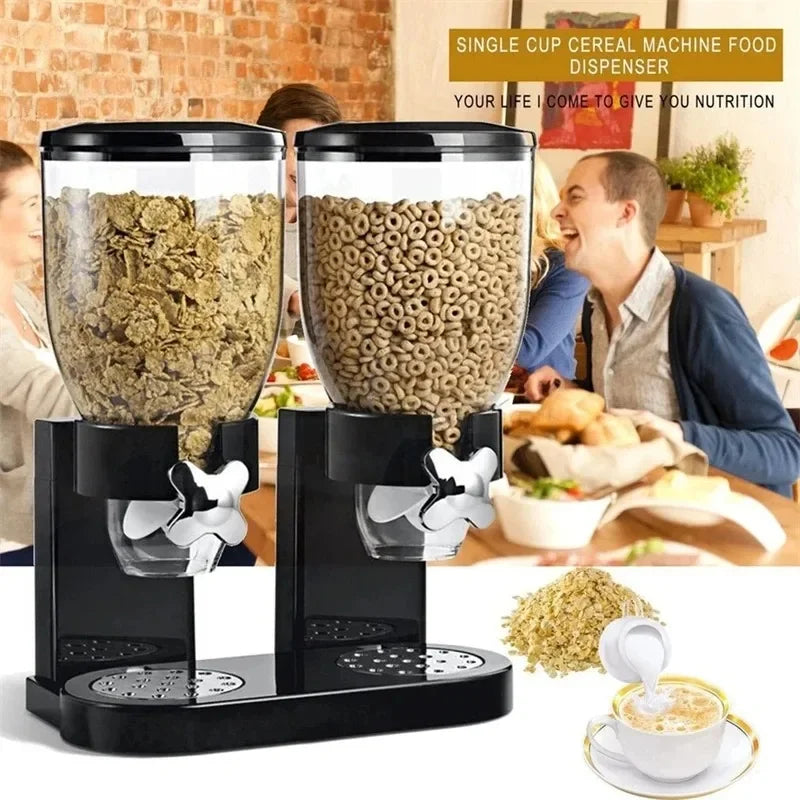  Dual Large Cereal Dispenser, Single/Double Barrel Tank,  Barrel Oat Storage Pot kitchen Cereal Jars, Kitchen Organizer