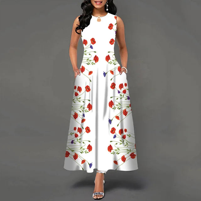 Women Loose Floral Vintage Hole Ruffles Befree Dress Summer Camis Party Elegant Maxi Dresses Summer Gown Women's Wear