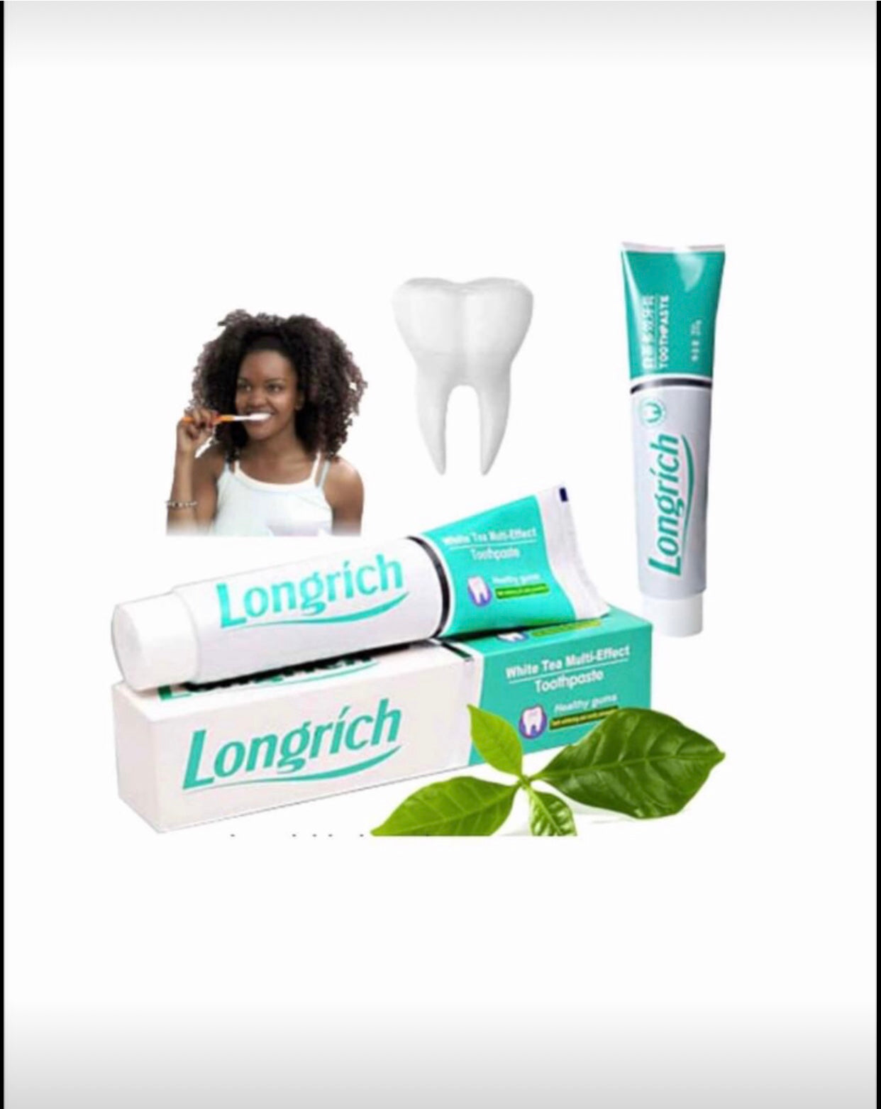Longrich White Tea Toothpaste (200g) Multi -Effect Deep Cleaning/ Healthy Gum- Fluoride Free